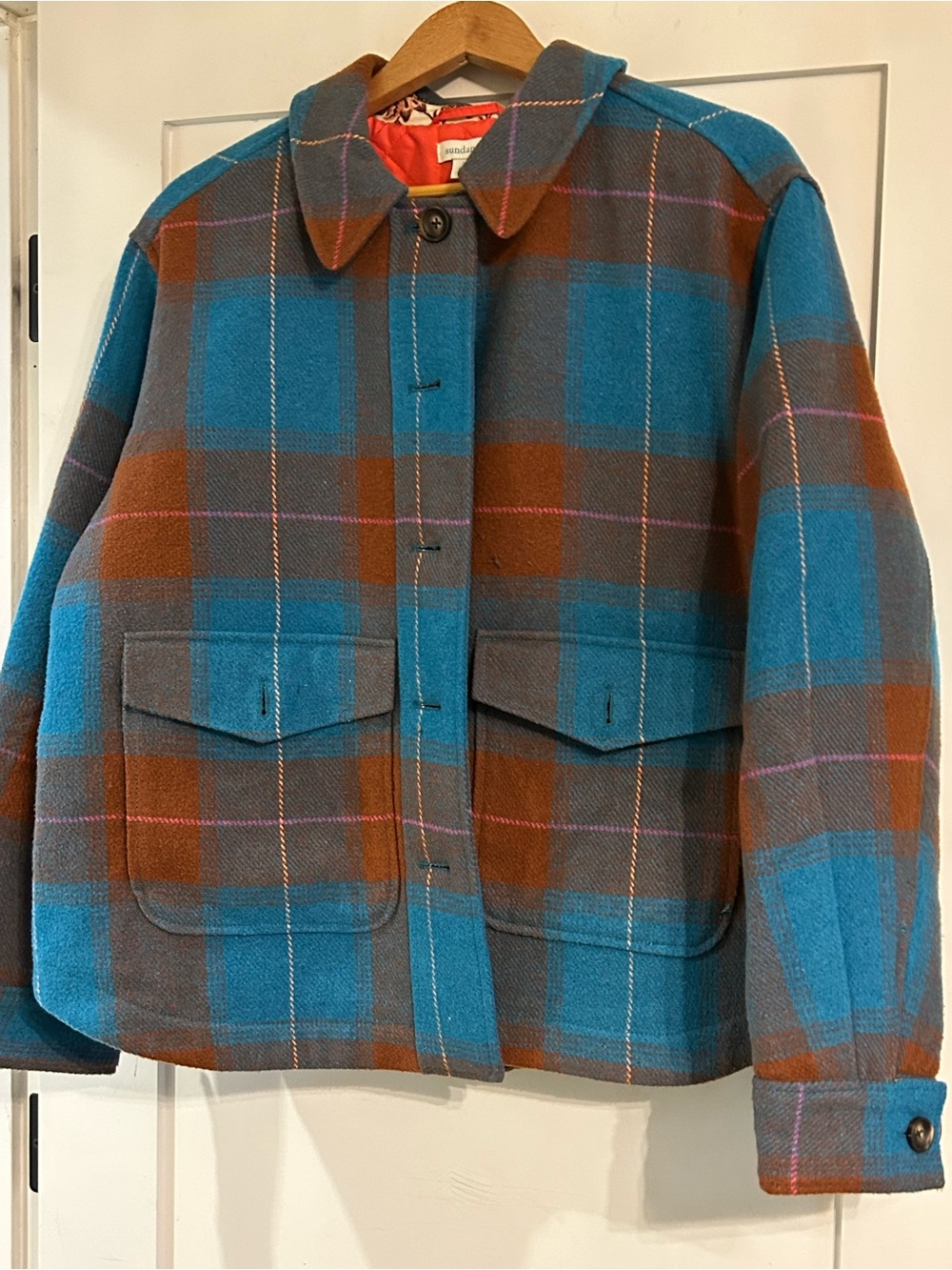 Sundance Blue and Brown Plaid Women’s wool Jacket
